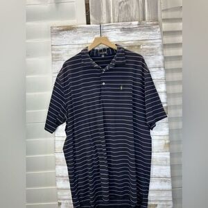 Peter Millar Polo Black & Purple Striped Golf Shirt Size XL